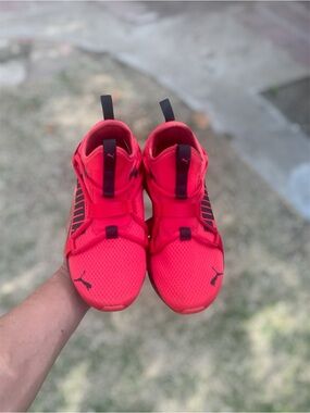 Puma Kids' Bright Red Athletic Sneakers with Black Accents